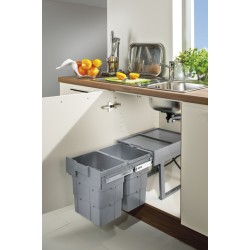  EASYWASTE BIN 2X16L LIGHT GREY 